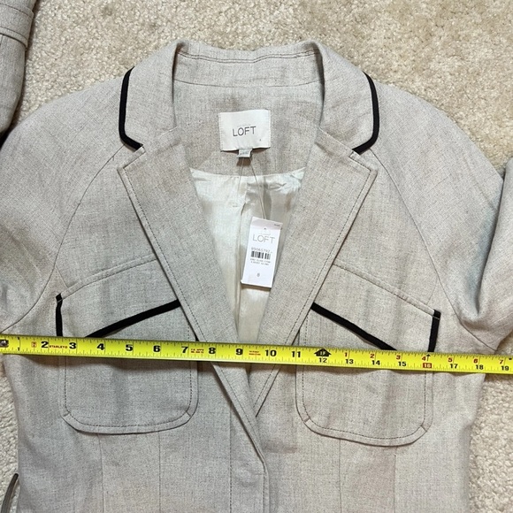 Ann Taylor Loft Linen Blazer Beige Cape Back Women's Size 8 - Picture 12 of 16